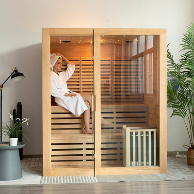 Equipos interiores rojos de la sauna de Cedar Wooden Domestic Steam Rooms para la persona 3