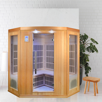 Sauna infrarroja lejana interior de madera de la esquina de la persona del hogar 3 - 4 del diseño con el EMF bajo