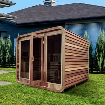 Cedar Steam Sauna Rounded Square rústico al aire libre con la techumbre de la tabla del betún