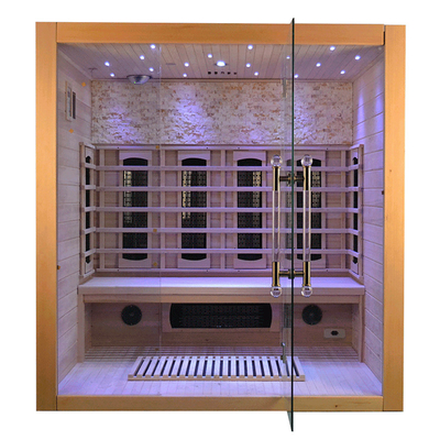 Cicuta de lujo Cedar Wood Indoor Infrared Sauna rojo del sitio de madera de la sauna de 4 personas