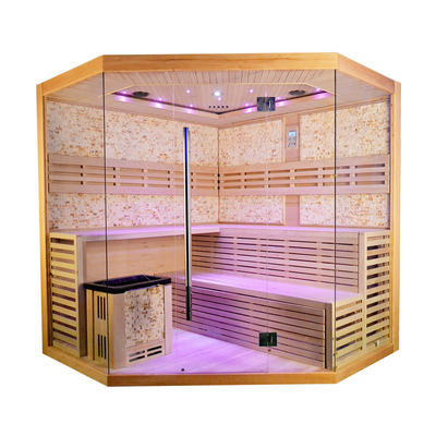 5 - Sitio tradicional de la sauna del vapor de la cicuta de lujo del tamaño de 8 personas con el calentador de la estufa 6kw