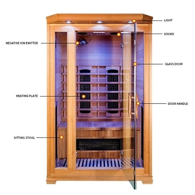 Canadian Hemlock 2 Person 1750W Home Sauna Room con sistema de seguridad