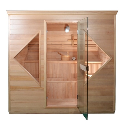 Porta de puerta de madera Sala de sauna de vapor tradicional para 4 personas en el interior