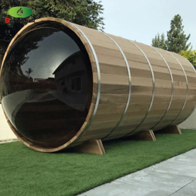 Sauna panorámica con barril de vidrio de madera de uso doméstico