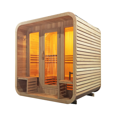 5-6 Personas Sauna seca al aire libre de madera de carpintero Puerta de vidrio completa Sala de sauna relajada / saludable