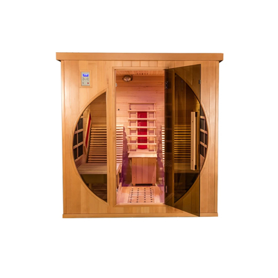 Smatmak 1350W Sauna de infrarrojo lejano LED Sauna de color de madera con vidrio templado transparente
