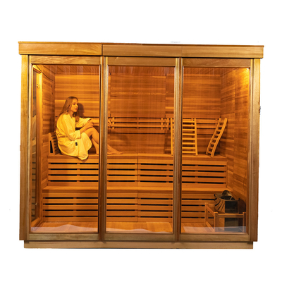 Sala de sauna de vapor con generador de ozono luz LED estilo de diseño moderno