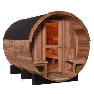 Sólido Cedar Wood Barrel Sauna Steam rojo de PreBuild con la estufa eléctrica 4.5KW