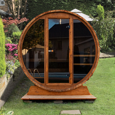 Sitio rojo de Cedar Dark Glass Outdoor Sauna para la persona 6