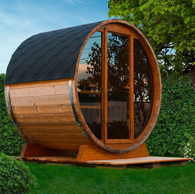 Sitio rojo de Cedar Dark Glass Outdoor Sauna para la persona 6