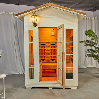Sauna infrarroja al aire libre del vapor de la cicuta de madera sólida del OEM para la persona 3