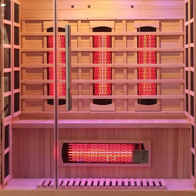 Sauna infrarroja lejana de la persona de madera de la cicuta 3 con la luz colorida 2100 vatios
