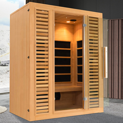 Sitio seco lejos infrarrojo interior de la sauna de madera de la cicuta de 3 personas con el ionizador del oxígeno