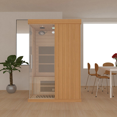 Sauna infrarroja lejana precortada de madera de 2 personas con la puerta de cristal moderada transparente