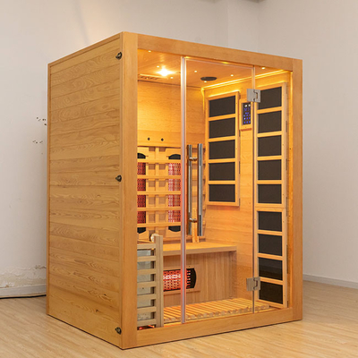 Sauna infrarroja de vapor de madera compatible con Bluetooth de 3 personas para el hogar