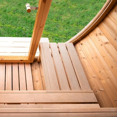 Sauna de barril de vapor tradicional al aire libre de madera sólida OEM para 6 personas