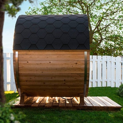 Sauna de barril de vapor tradicional al aire libre de madera sólida OEM para 6 personas
