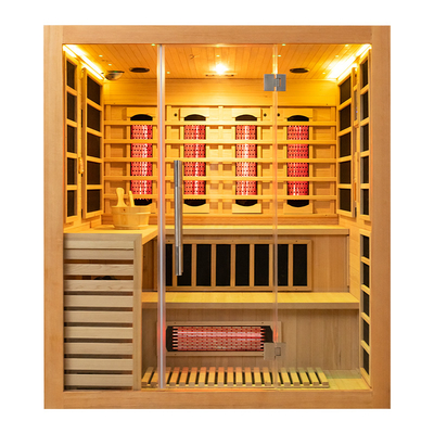 Sauna de vapor infrarrojo interior de gran tamaño para 4 personas de madera sólida para el hogar