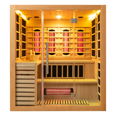 Sauna de vapor infrarrojo interior de gran tamaño para 4 personas de madera sólida para el hogar
