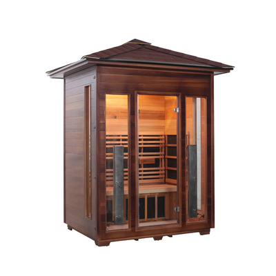 Canadian Hemlock Sauna seco al aire libre de madera para 3 personas con ventanas