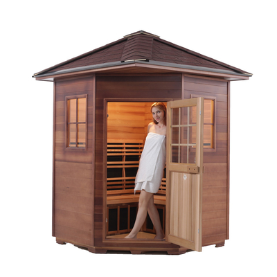Panel de carbono Sauna exterior de madera de cedro rojo Tradicional