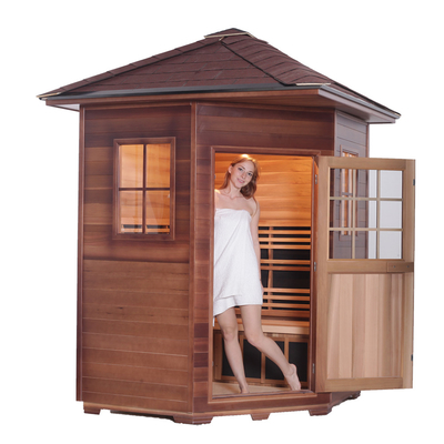 Panel de carbono Sauna exterior de madera de cedro rojo Tradicional