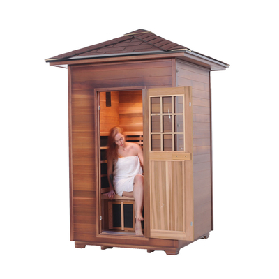 Sauna seca infrarroja al aire libre de madera de la esquina de la cicuta del cedro rojo para 2 personas