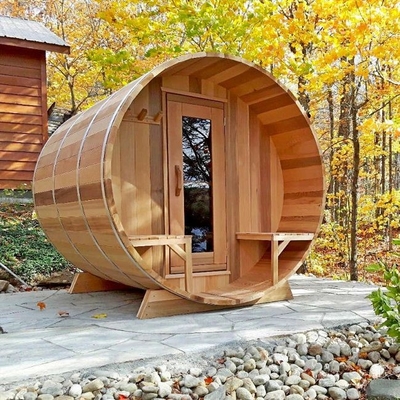 Sauna al aire libre del vapor del barril del cedro rojo de madera sólida del OEM para el patio trasero