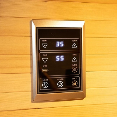 Espectro completo y sitio de madera de la sauna de la persona del calentador del panel del carbono 2 interior