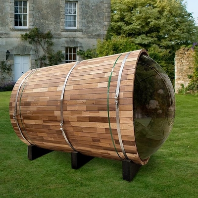 Sauna roja clara de la opinión panorámica del vapor de Cedar Wood Electric Heater Wet al aire libre