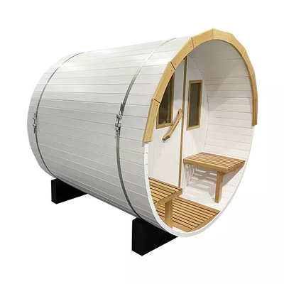 Nuevo diseño del jardín de 4 personas de la sauna de madera al aire libre blanca del barril