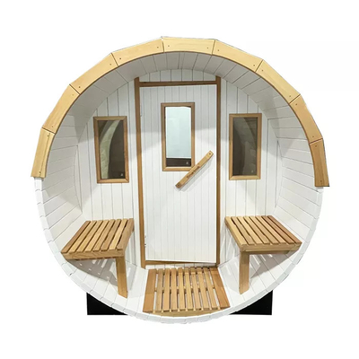 Nuevo diseño del jardín de 4 personas de la sauna de madera al aire libre blanca del barril