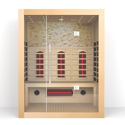 Sitio seco casero de madera de la sauna del espectro completo interior de 3 personas en cicuta