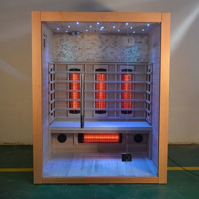Sitio seco casero de madera de la sauna del espectro completo interior de 3 personas en cicuta