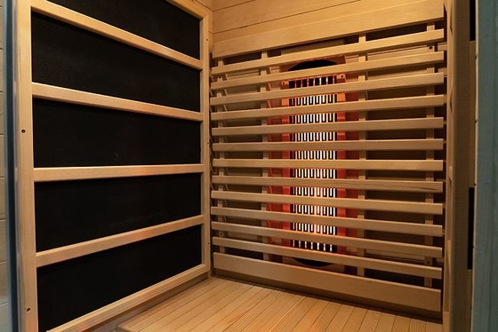 Pequeño de madera de madera sólido de lujo de la cicuta 1 de la sauna infrarroja casera canadiense de la persona