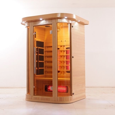 Espectro completo de madera sólido de lujo y sauna infrarroja de la persona del calentador 2 del carbono interior