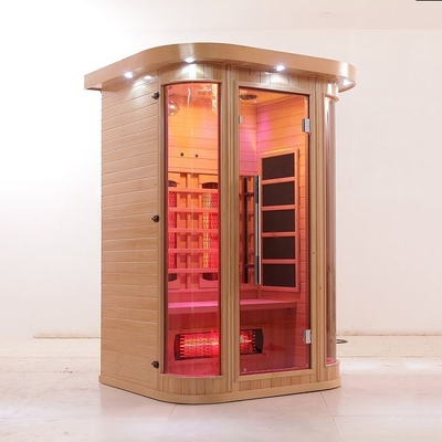 Espectro completo de madera sólido de lujo y sauna infrarroja de la persona del calentador 2 del carbono interior