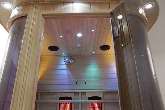 Espectro completo de madera sólido de lujo y sauna infrarroja de la persona del calentador 2 del carbono interior