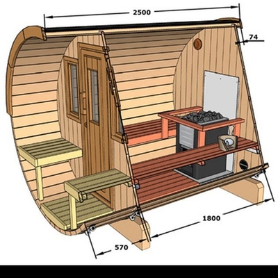 Sauna de madera al aire libre finlandesa de lujo y de la comodidad del barril con el calentador de la estufa