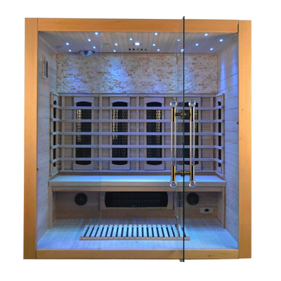 Cicuta de lujo Cedar Wood Indoor Infrared Sauna rojo del sitio de madera de la sauna de 4 personas