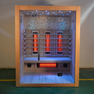 sauna infrarroja lejana seca de madera sólida interior de la sauna de la cicuta 2100W de la persona infrarroja del cedro rojo 3