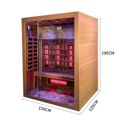 sauna infrarroja lejana seca de madera sólida interior de la sauna de la cicuta 2100W de la persona infrarroja del cedro rojo 3