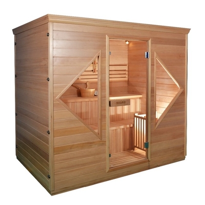 Sala de sauna de vapor tradicional para interiores de madera maciza Uso en el hogar para 4 personas con calentador de estufa de 6kw