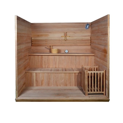 Sala de sauna de vapor tradicional para interiores de madera maciza Uso en el hogar para 4 personas con calentador de estufa de 6kw