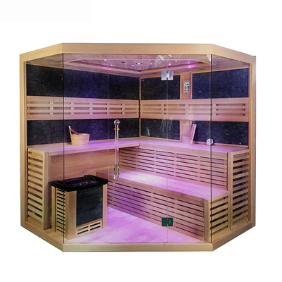 Sala de sauna de vapor de ozono con lámpara de terapia de 7 colores con panel de control de pantalla táctil