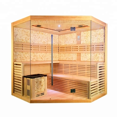 Sala de sauna de vapor de ozono con lámpara de terapia de 7 colores con panel de control de pantalla táctil