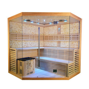 5 - Sitio tradicional de la sauna del vapor de la cicuta de lujo del tamaño de 8 personas con el calentador de la estufa 6kw