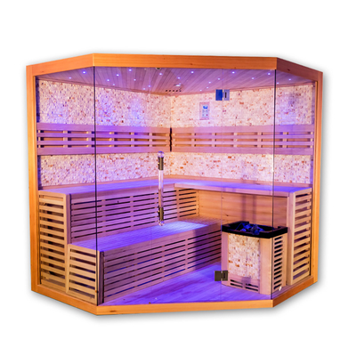 5 - Sitio tradicional de la sauna del vapor de la cicuta de lujo del tamaño de 8 personas con el calentador de la estufa 6kw