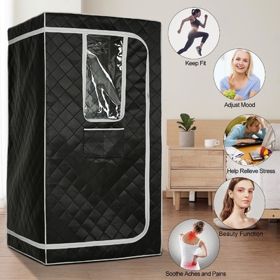 Sauna de vapor portátil de tamaño completo con control de tiempo de 0 a 99 minutos y ventanas transparentes