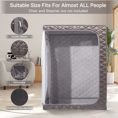 Sauna de vapor portátil de tamaño completo de color gris Sauna de spa para el hogar Sauna con capacidad de 4 litros de agua